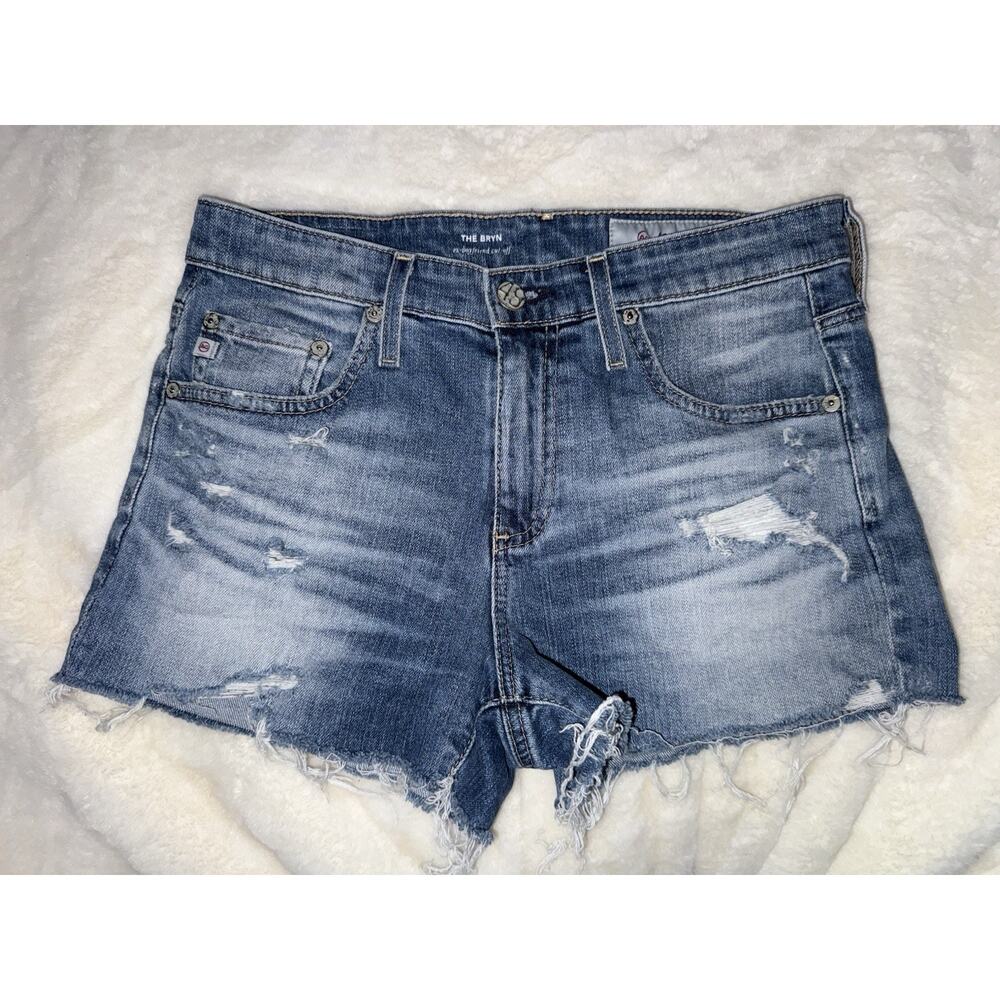 AG The Bryn Shorts Womens 25 Blue Denim Cutoff Raw Hem Distressed